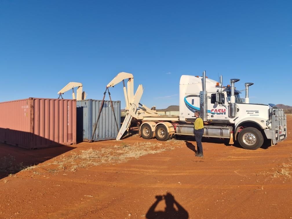 Sidelifter Picking up Shipping Container — Central Australian Sidelifter Haulage In Braitling NT