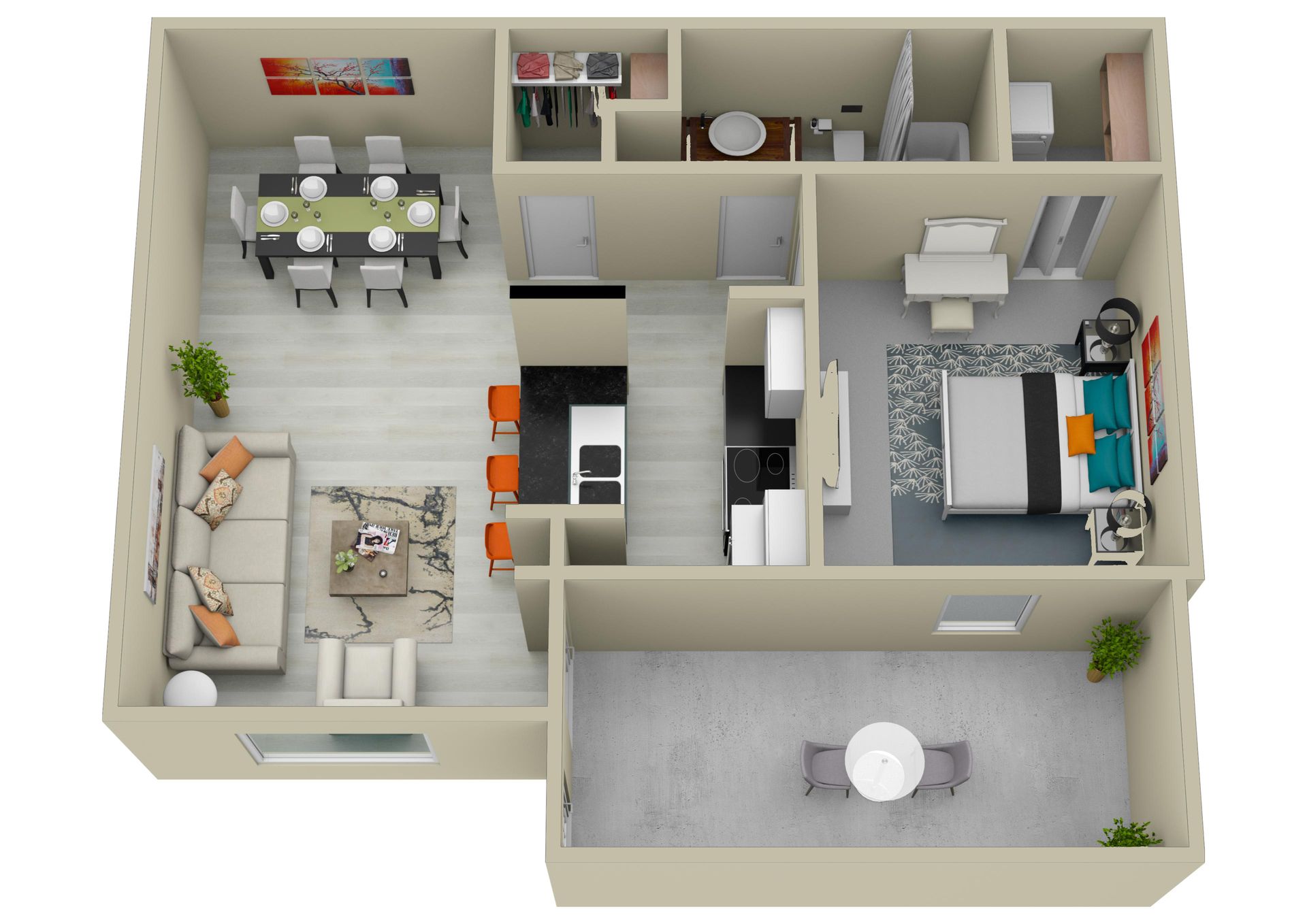An aerial view of a floor plan of a house