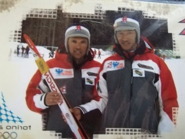 Patrick et Dawa en tenue de ski lors des JO de Turin en 2006