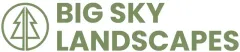 Logo of Big Sky Landscapes; tree graphic within a circle. White text: Big Sky Landscapes.