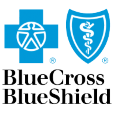 A blue cross blue shield logo with a cross and shield