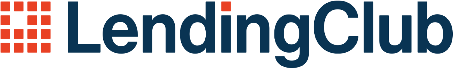 The lending club logo is blue and red on a white background.