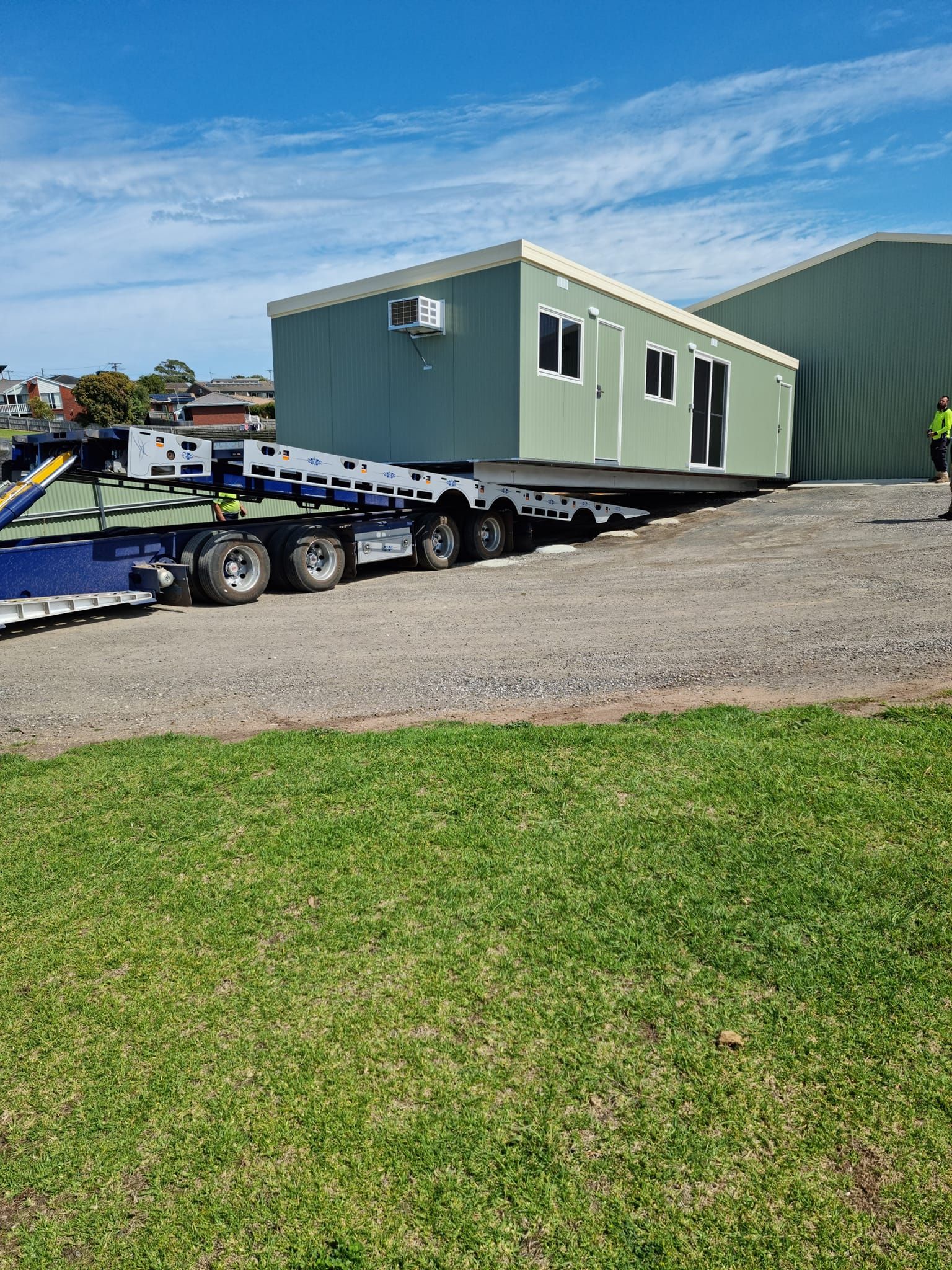 Transport Truck Parked on Grass — Ballarat Supatilt in Delacombe, VIC