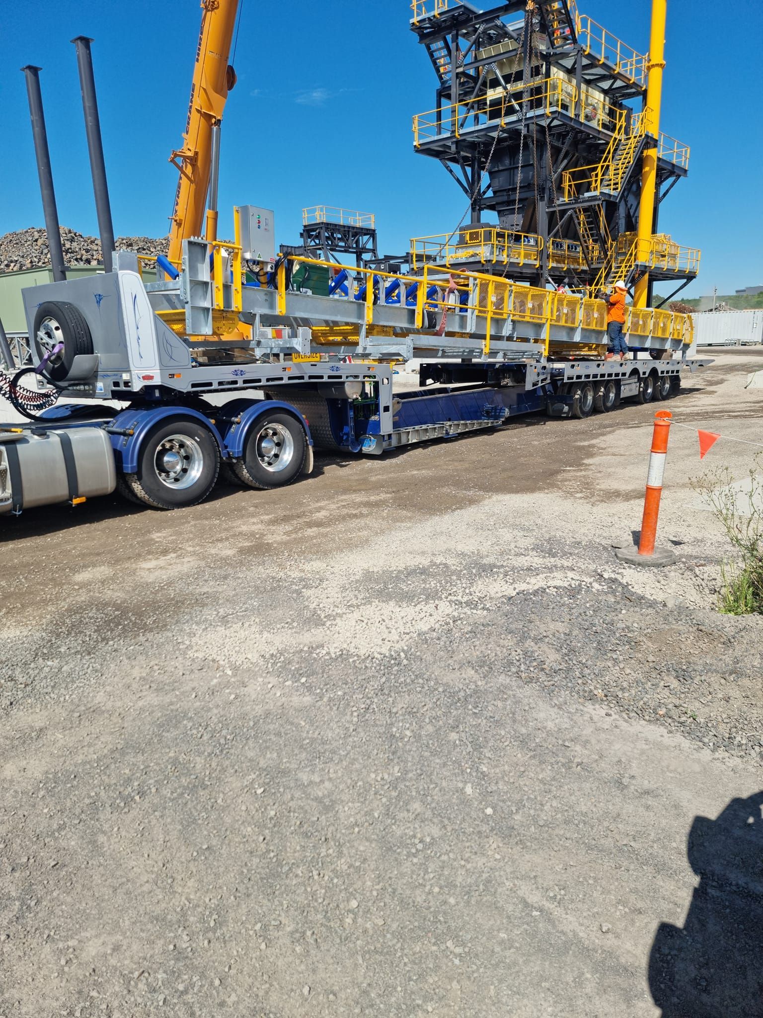 A large truck is driving down a dirt road with a crane in the background — Ballarat Supatilt in Delacombe, VIC