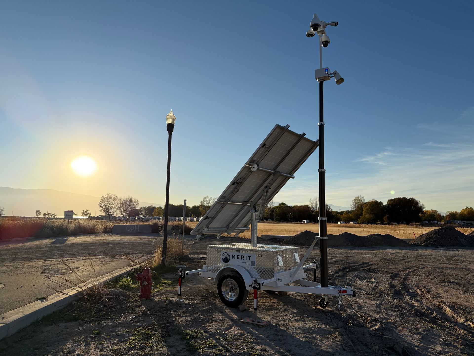 Merit Solutions mobile surveillance unit on a jobsite.