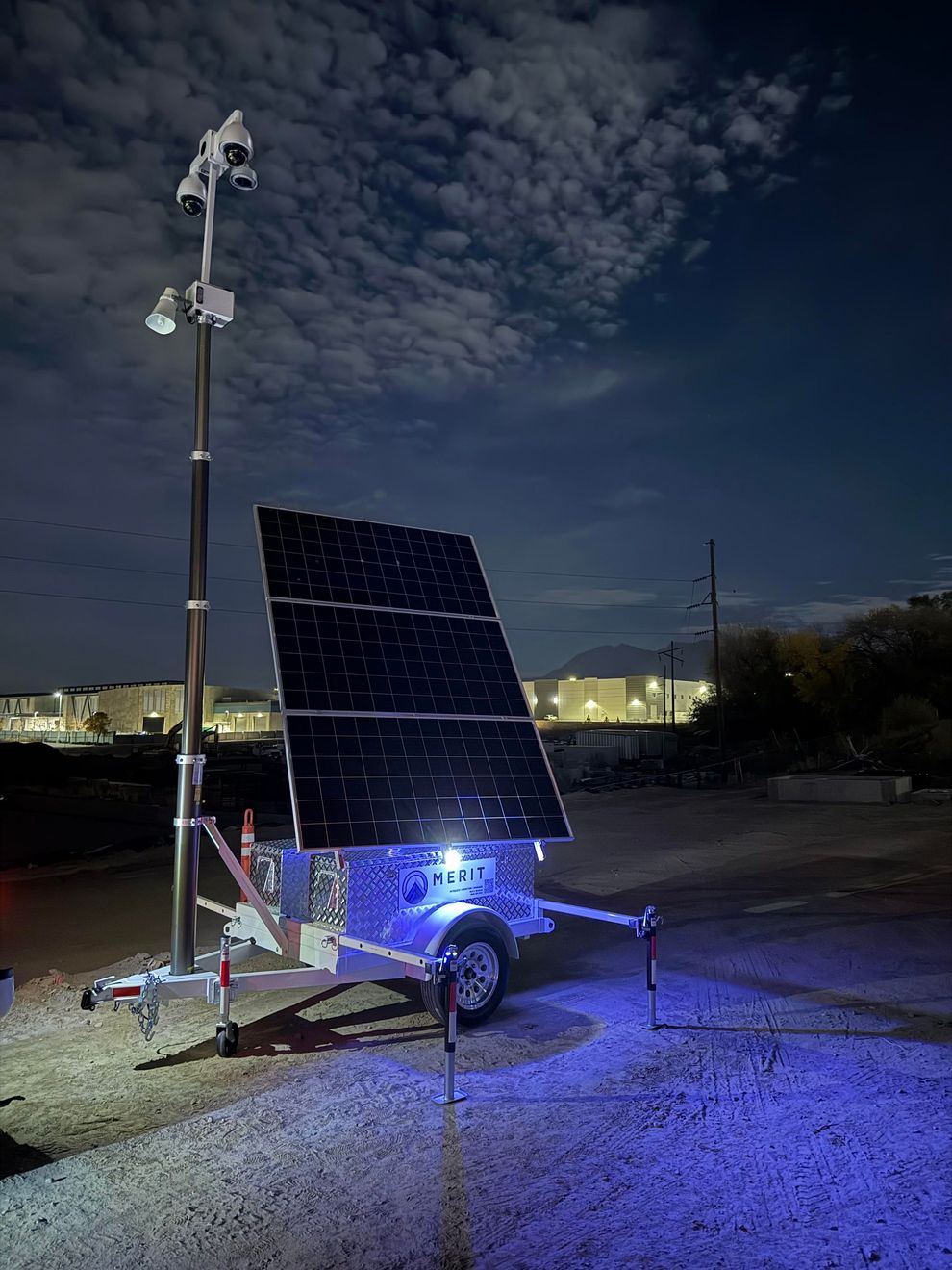 Merit Solutions mobile surveillance unit on a jobsite.