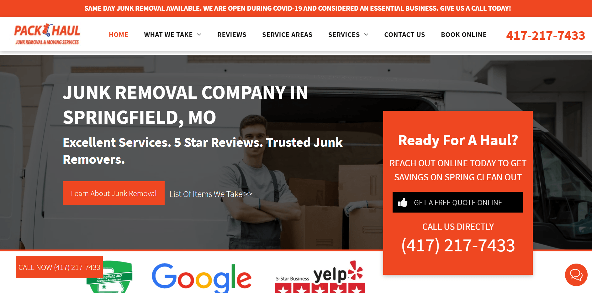 junk removal web design example