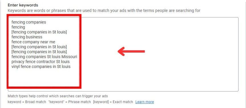 enter keywords