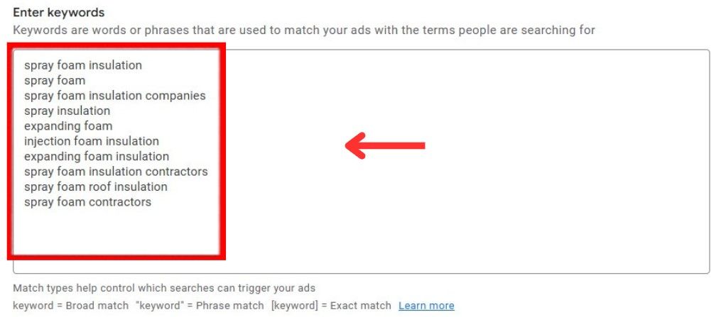 enter keywords