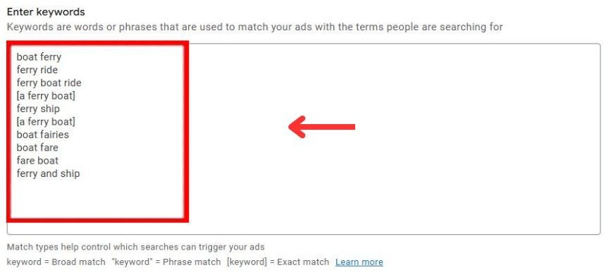 enter keywords