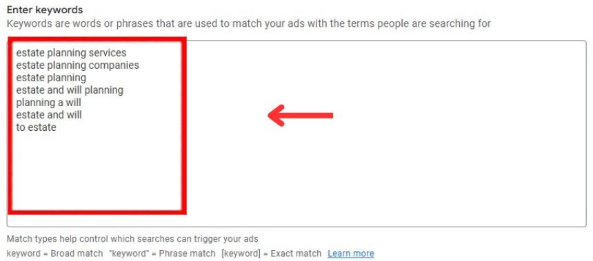 enter keywords