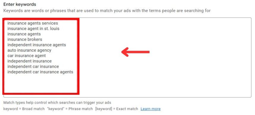 enter keywords