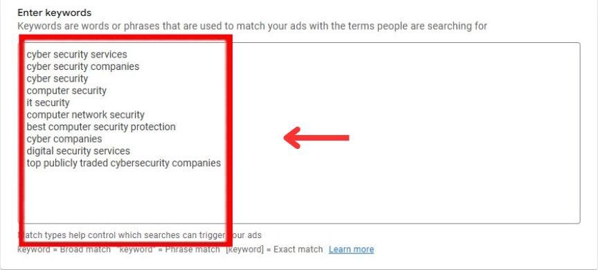 enter keywords