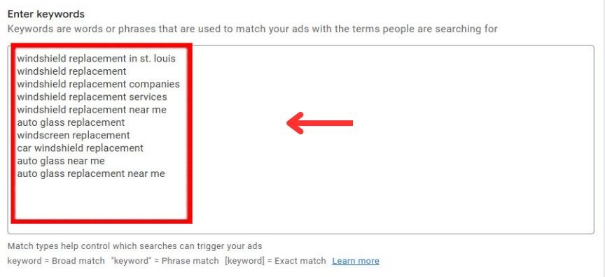 enter keywords