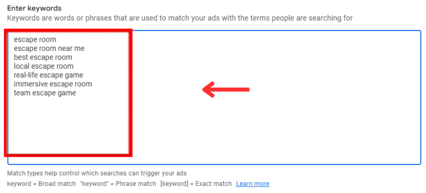 enter keywords