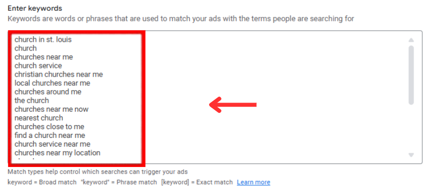 enter keywords