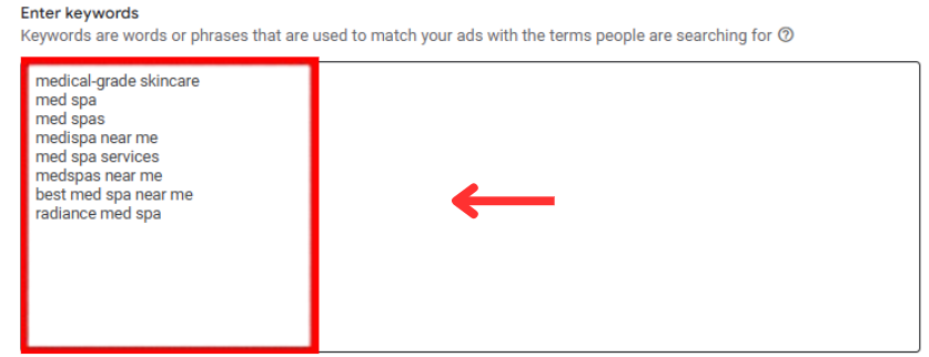 enter keywords