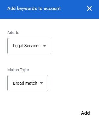 add keywords to account
