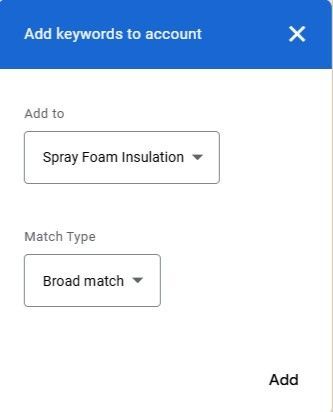 add keywords to account