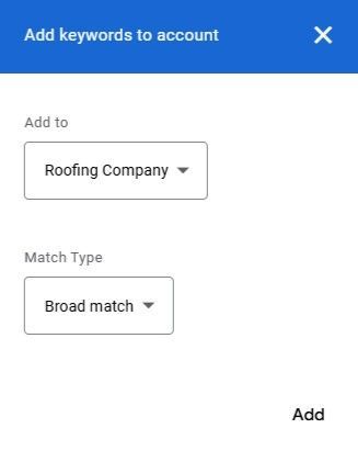 add keywords to account