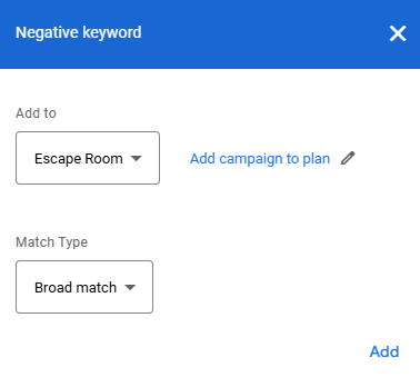 Negative keywords 2
