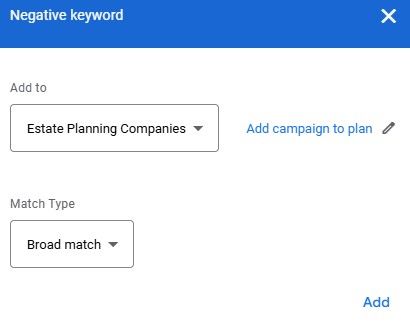 Negative keywords 2
