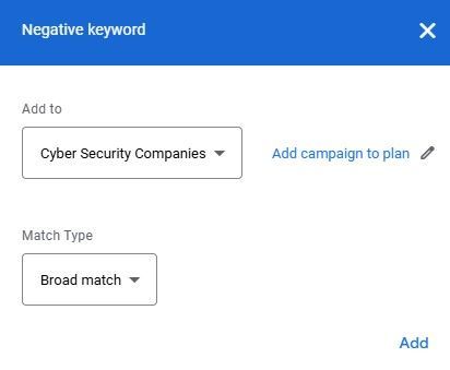 Negative keywords 2
