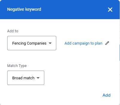 Negative keywords 2