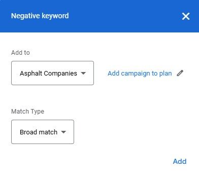 Negative keywords 2