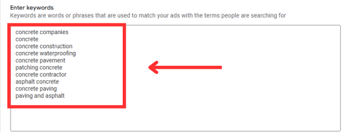 enter keywords