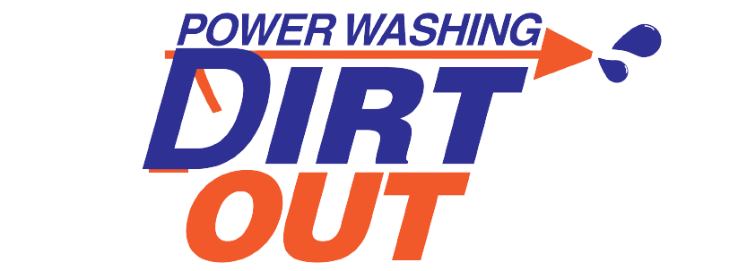 A blue and orange logo for power washing dirt out