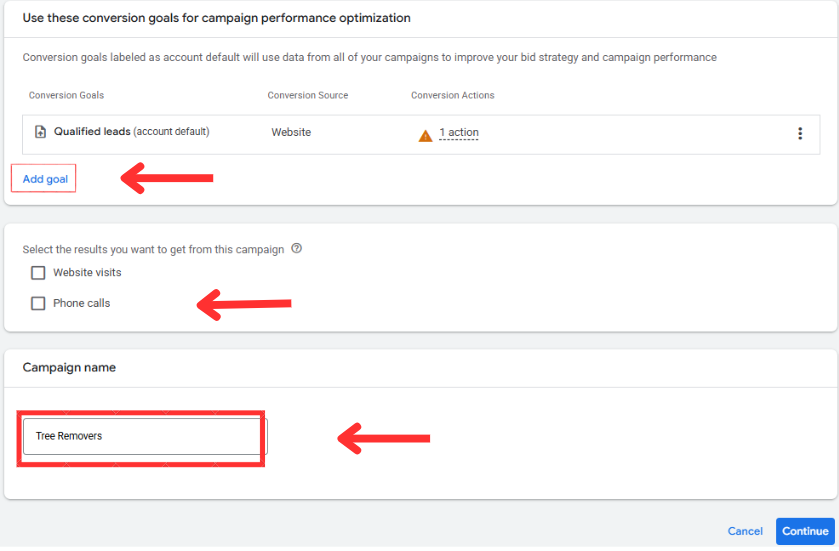 Goals and Campaign Name
