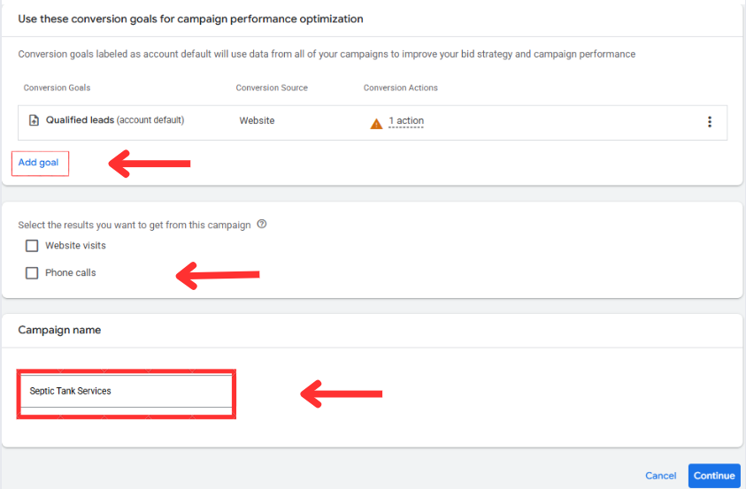 Goals and Campaign Name