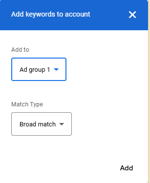 add keywords to account