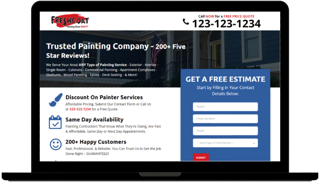 fresh coat painters landing page 