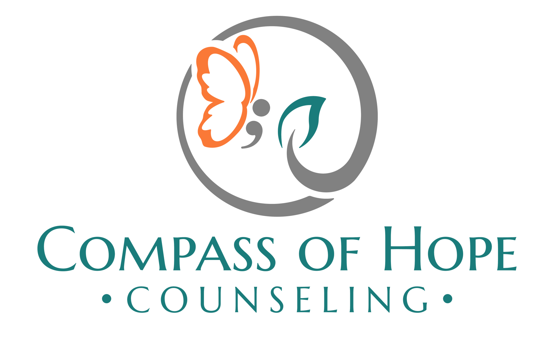 The logo for compass of hope counseling shows a butterfly in a circle.