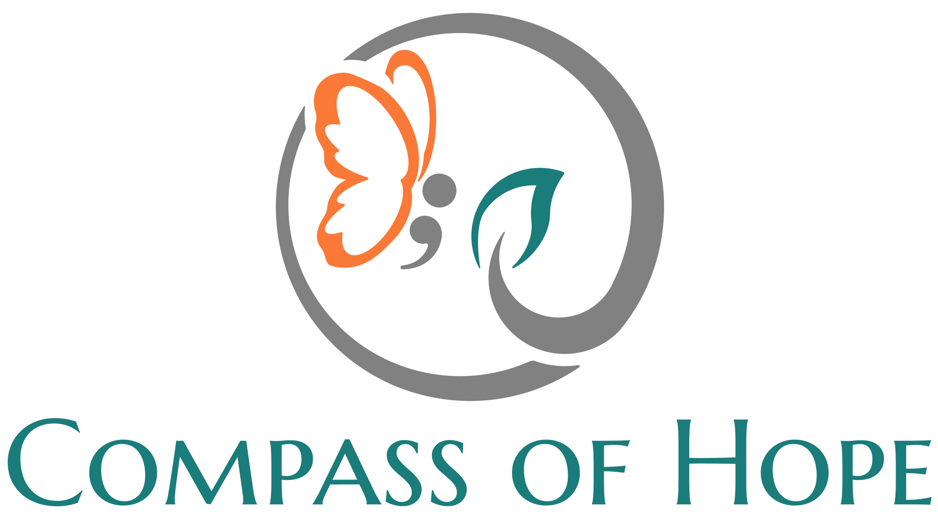The logo for compass of hope counseling shows a butterfly in a circle.