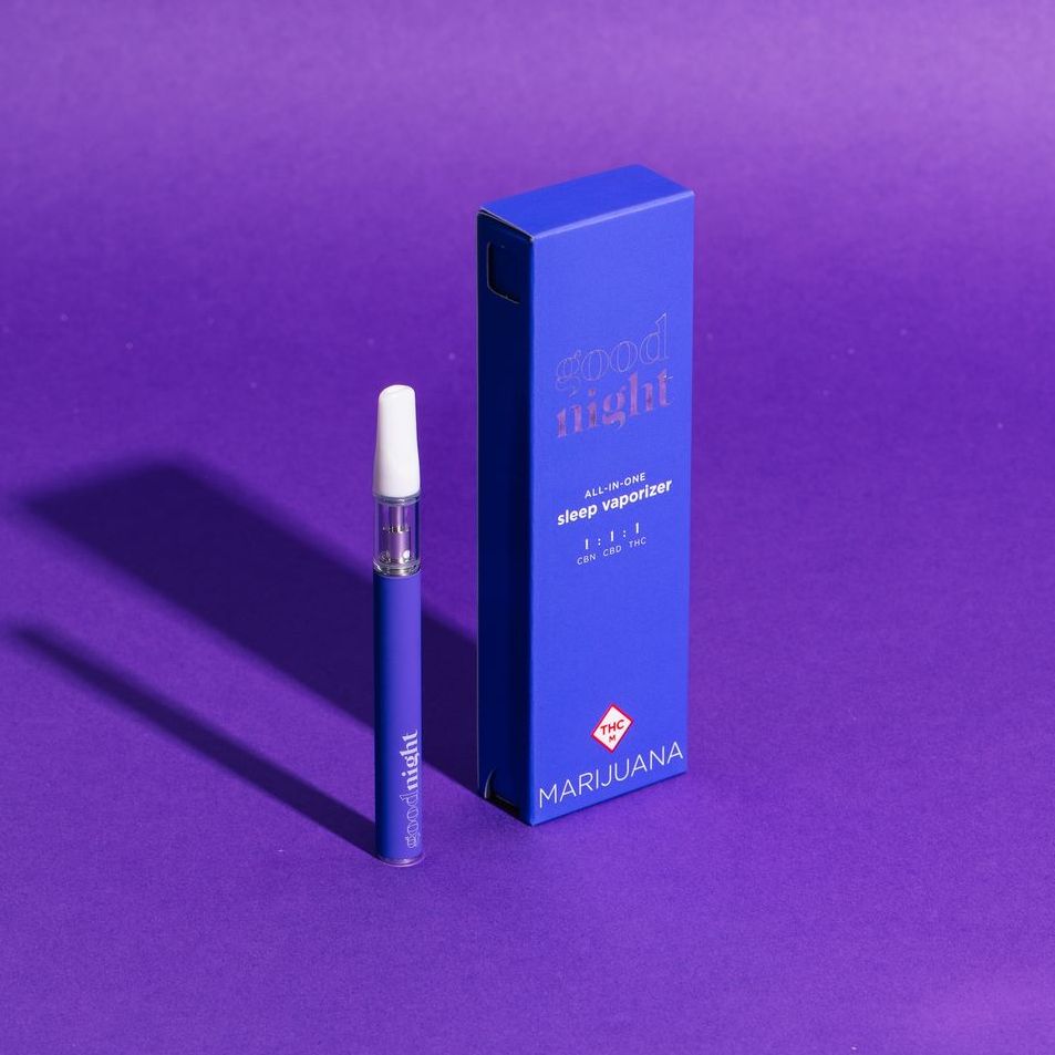 Goodnight sleep vaporizer on purple background with box