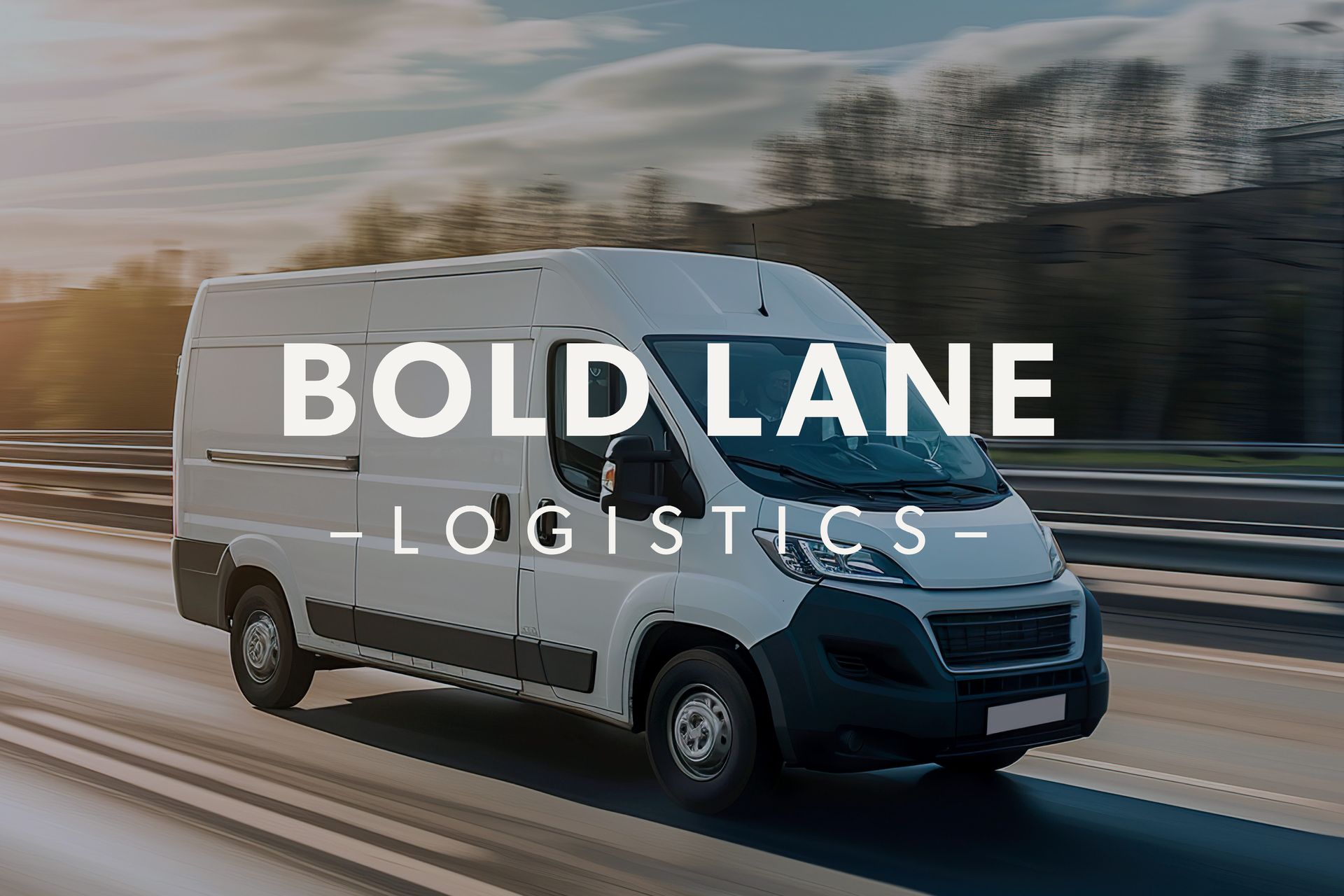 Bold Lane Logistics logo on photo of a van driving on the highway