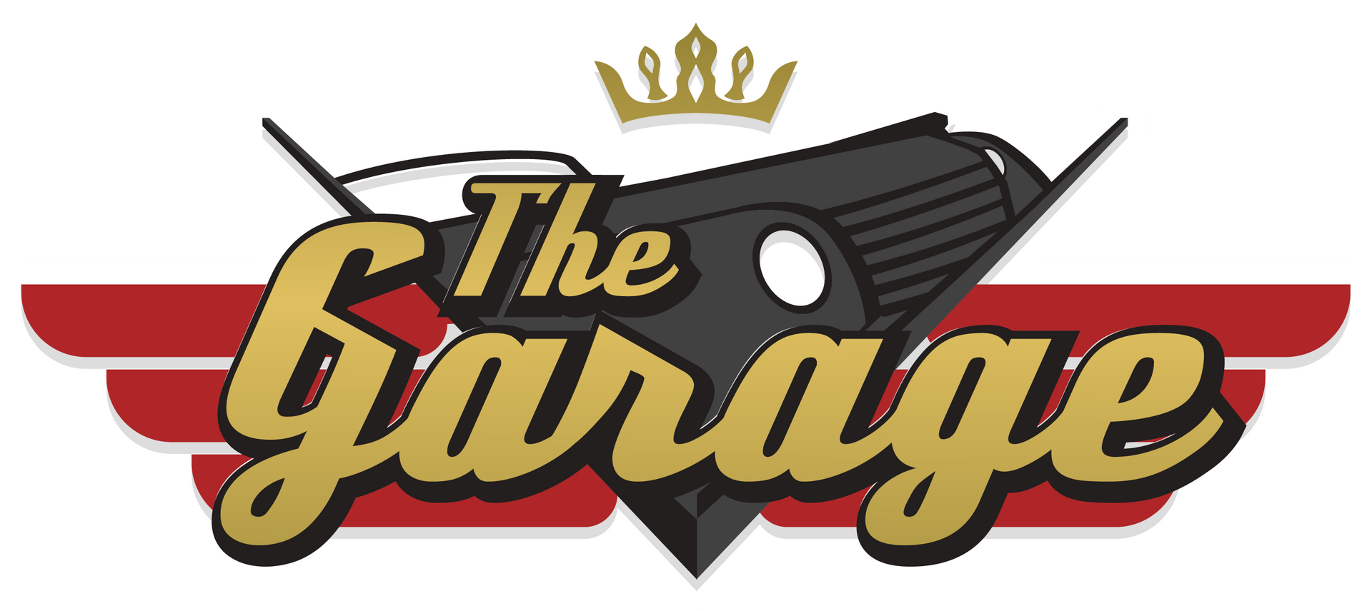 A logo for the garage with a car and a crown