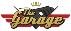 A logo for the garage with a car and a crown