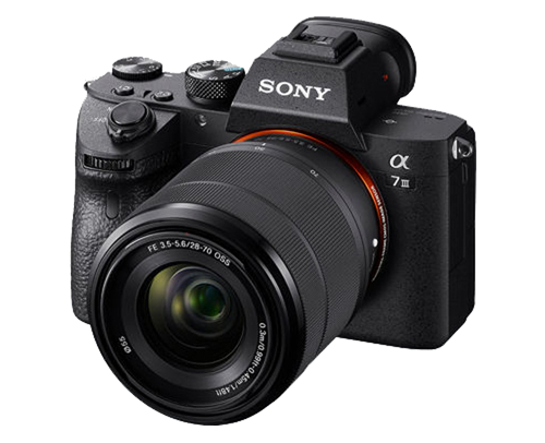 A sony camera with a lens attached to it