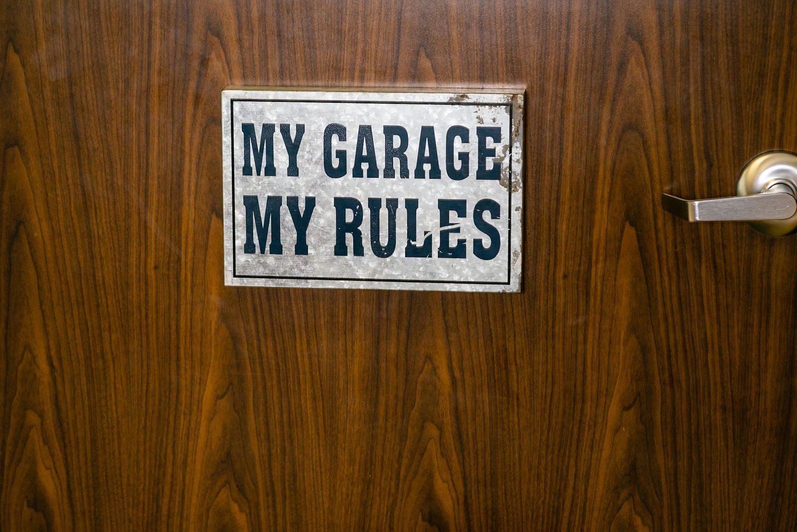 A metal sign reading 