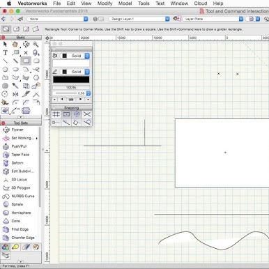 A computer screen is open to a program called vectorworks