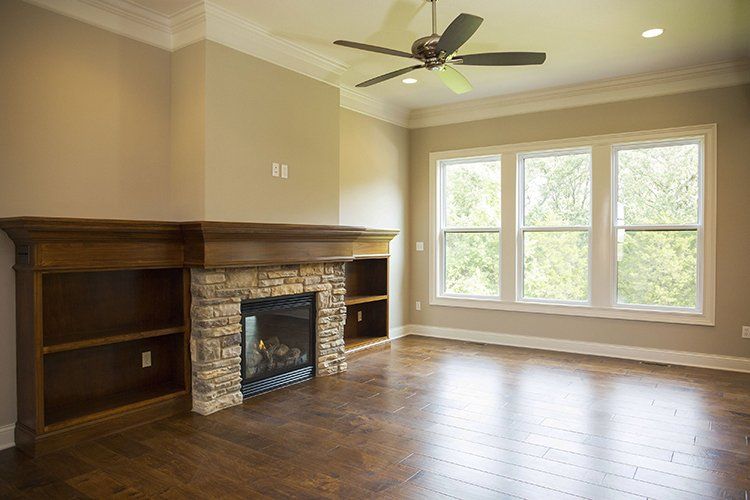 Fireplace & Windows in Living Space by Hansman Custom Homes in Mid-Missouri