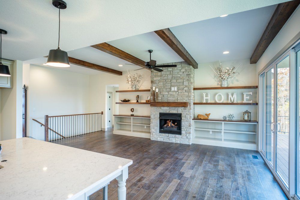 Modern Fireplace & Living Area by Hansman Custom Homes in Mid-Missouri