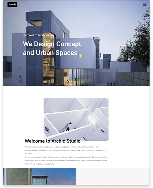 A screenshot of a website that says we design concept and urban spaces