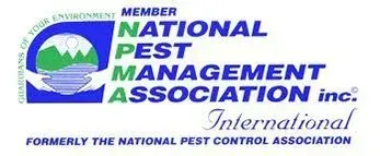 Logo of the National Pest Management Association, with a mountain and lake scene.