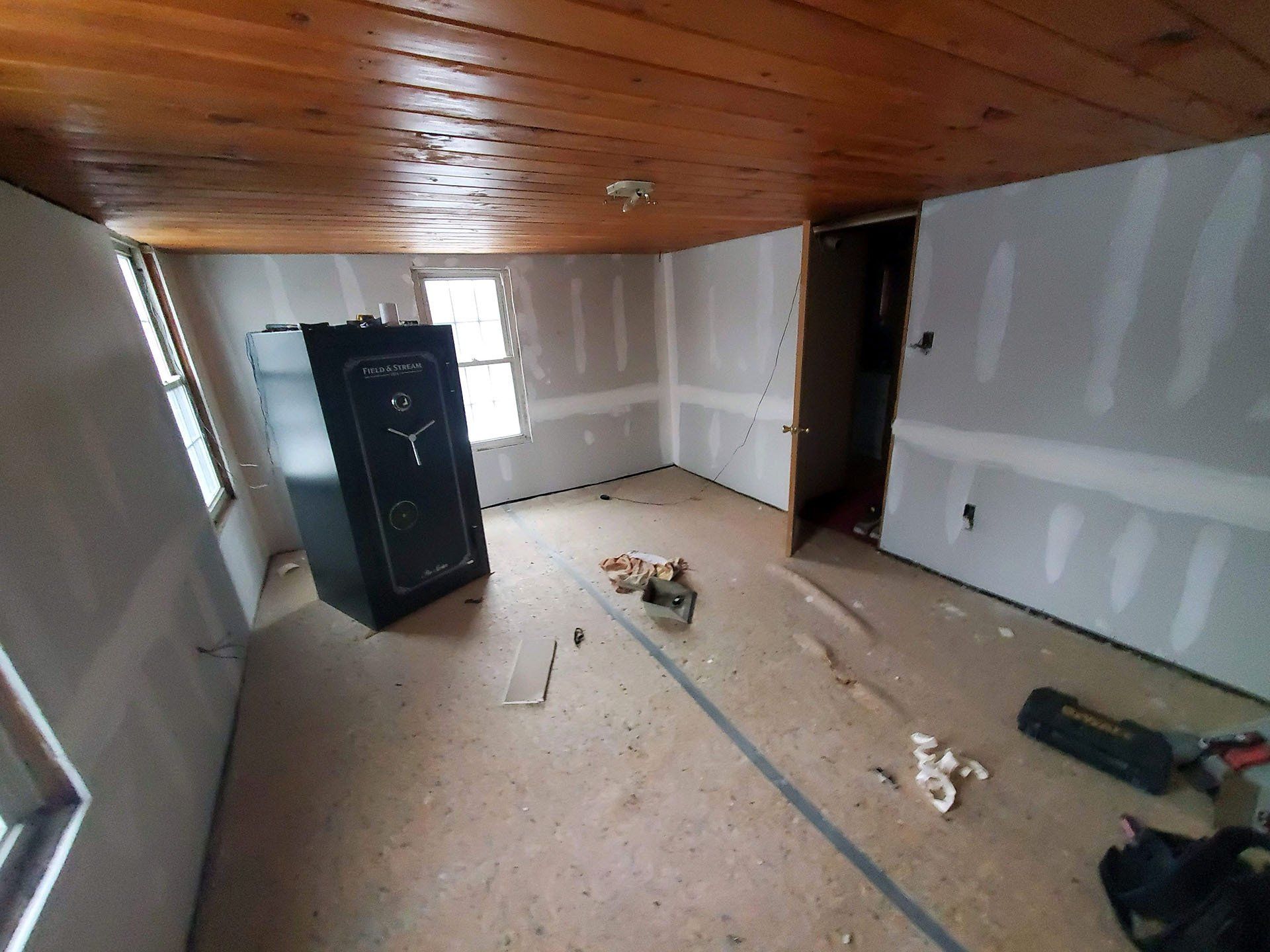 There is a safe in the middle of the room.