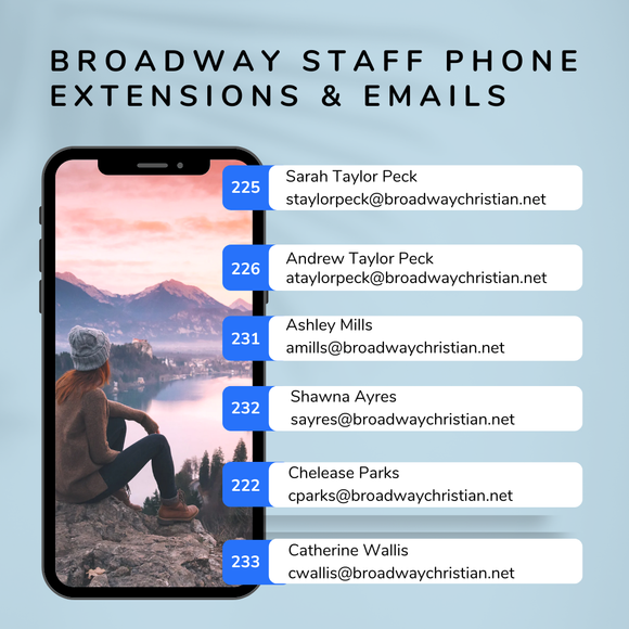 list of contacts for Broadway staff
